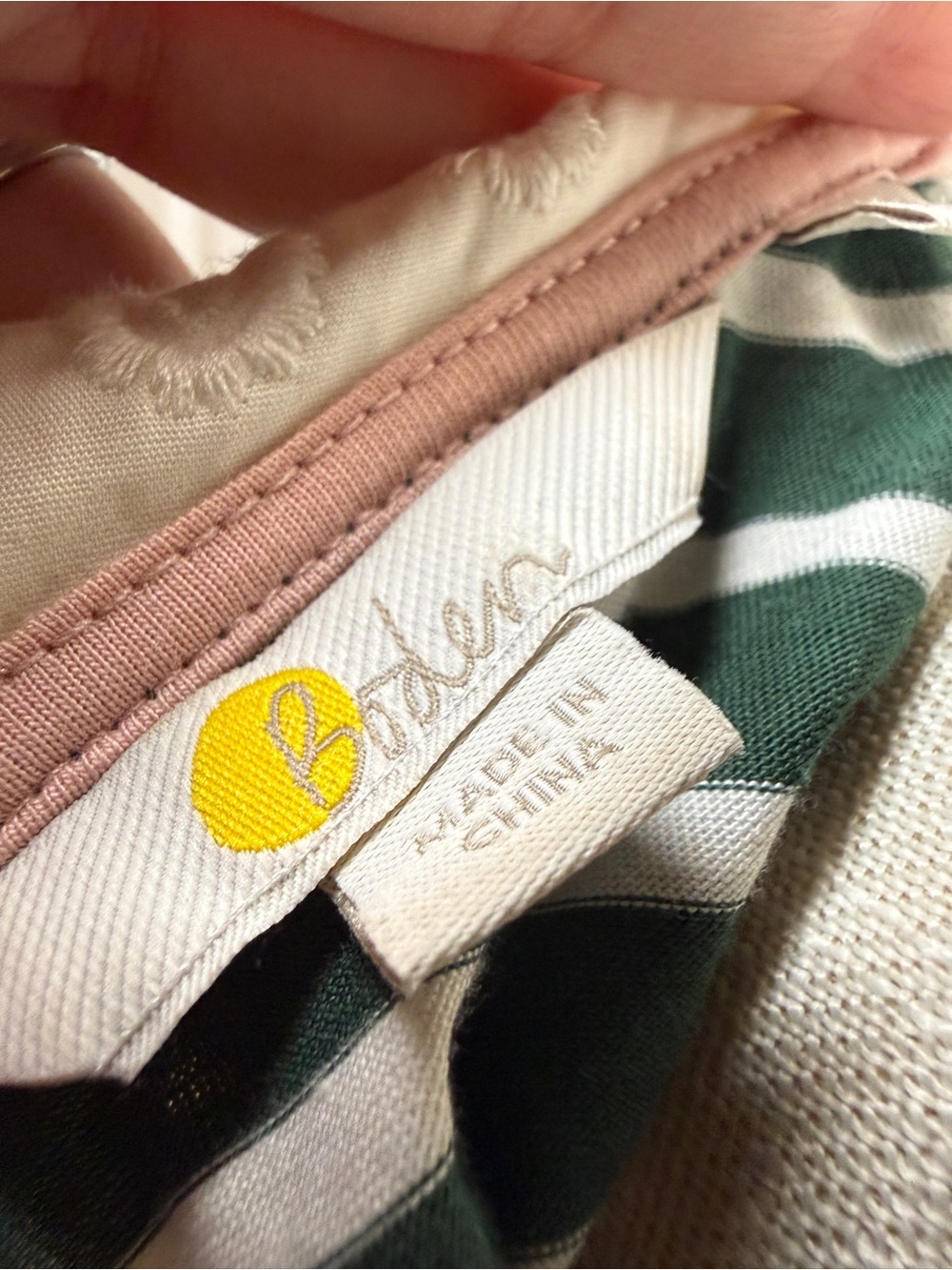 Boden Green and White Striped Long-Sleeve Top with Lace Collar - Picture 4 of 6